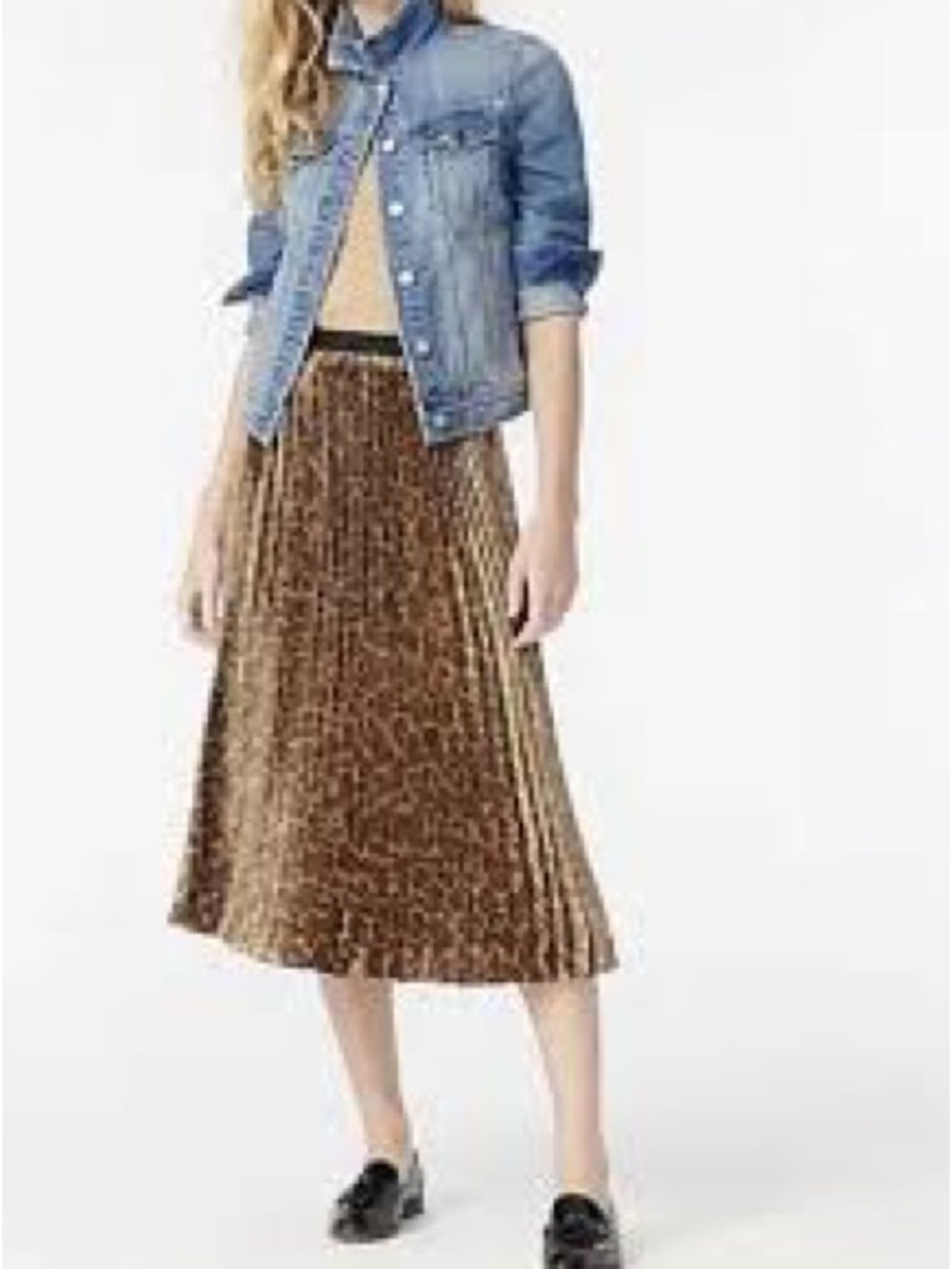 J Crew Paulina Foil Leopard Midi Pleated Skirt,size 10